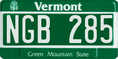 VT license plate NGB285