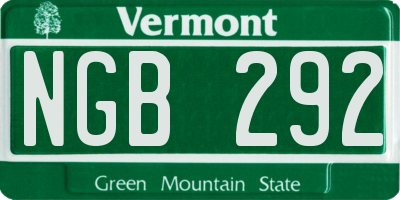 VT license plate NGB292