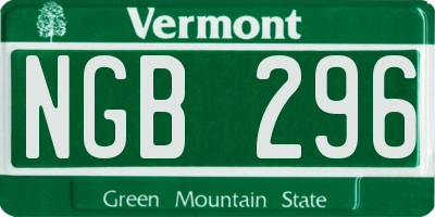 VT license plate NGB296