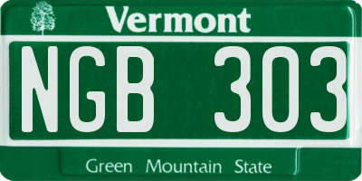 VT license plate NGB303