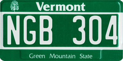 VT license plate NGB304