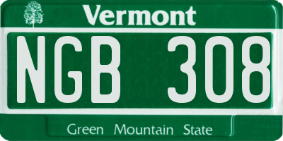 VT license plate NGB308