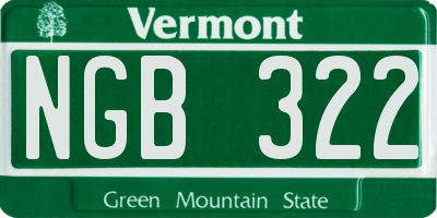 VT license plate NGB322