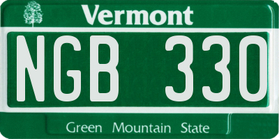 VT license plate NGB330