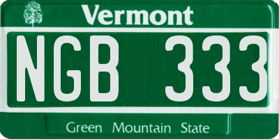 VT license plate NGB333