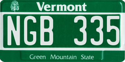 VT license plate NGB335