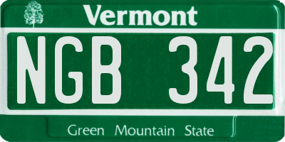 VT license plate NGB342