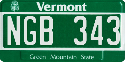 VT license plate NGB343