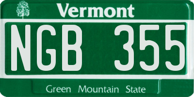 VT license plate NGB355