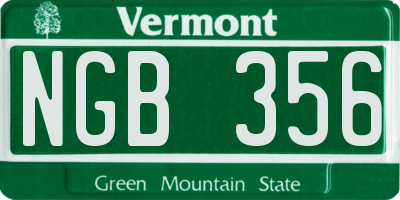 VT license plate NGB356