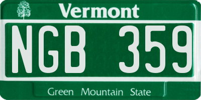 VT license plate NGB359
