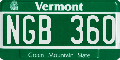 VT license plate NGB360