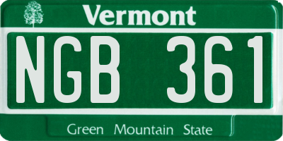 VT license plate NGB361