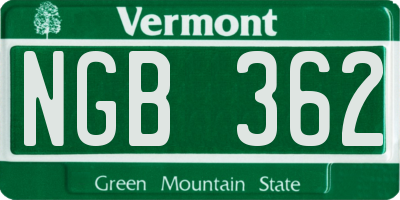 VT license plate NGB362