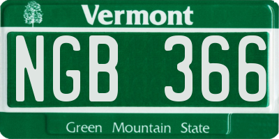 VT license plate NGB366