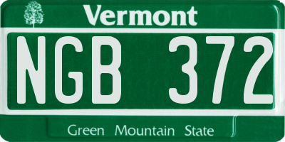 VT license plate NGB372