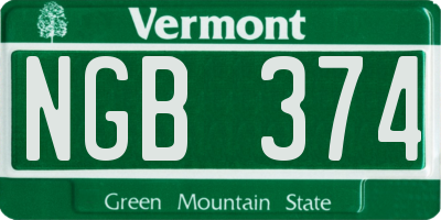 VT license plate NGB374