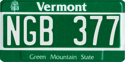 VT license plate NGB377