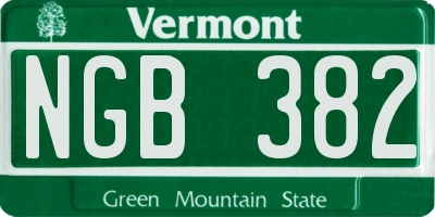 VT license plate NGB382