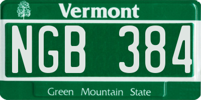 VT license plate NGB384