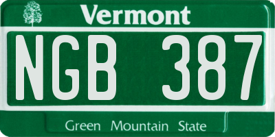 VT license plate NGB387