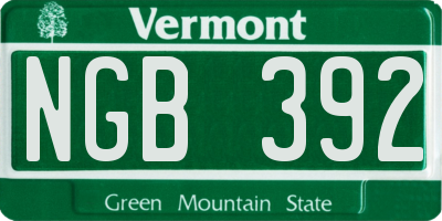 VT license plate NGB392