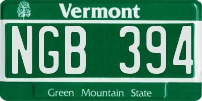 VT license plate NGB394