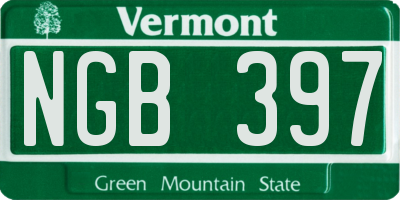 VT license plate NGB397
