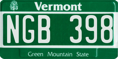 VT license plate NGB398