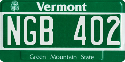 VT license plate NGB402