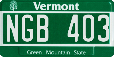 VT license plate NGB403