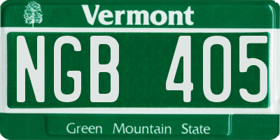 VT license plate NGB405
