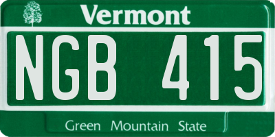 VT license plate NGB415