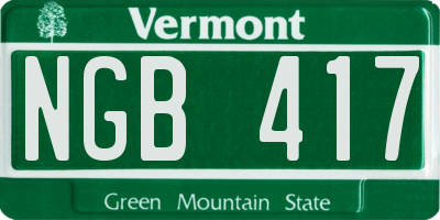 VT license plate NGB417