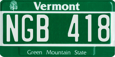 VT license plate NGB418
