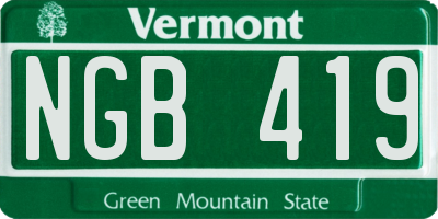 VT license plate NGB419