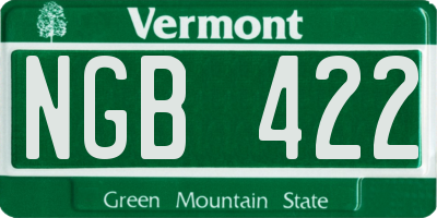VT license plate NGB422