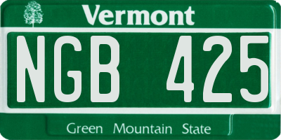 VT license plate NGB425