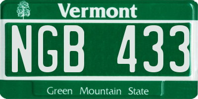 VT license plate NGB433