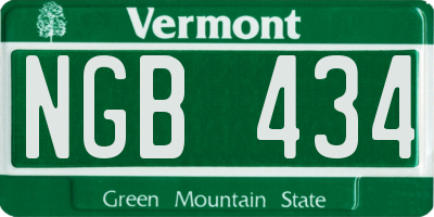 VT license plate NGB434