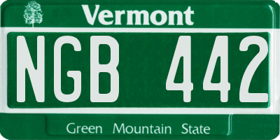VT license plate NGB442