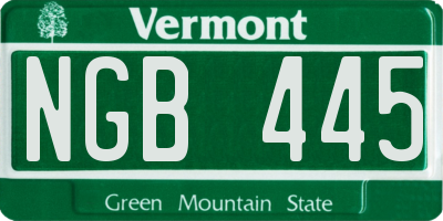 VT license plate NGB445