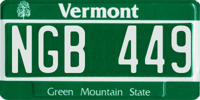 VT license plate NGB449