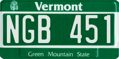 VT license plate NGB451