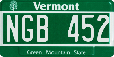 VT license plate NGB452