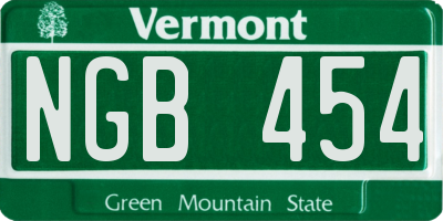 VT license plate NGB454