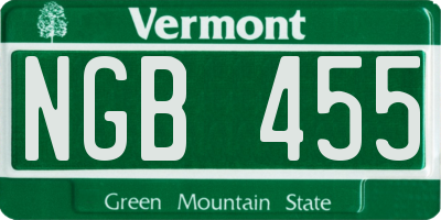 VT license plate NGB455