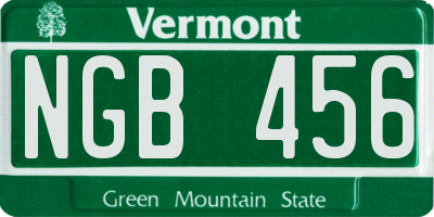 VT license plate NGB456