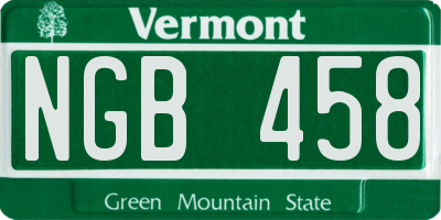 VT license plate NGB458