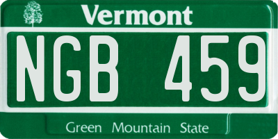 VT license plate NGB459